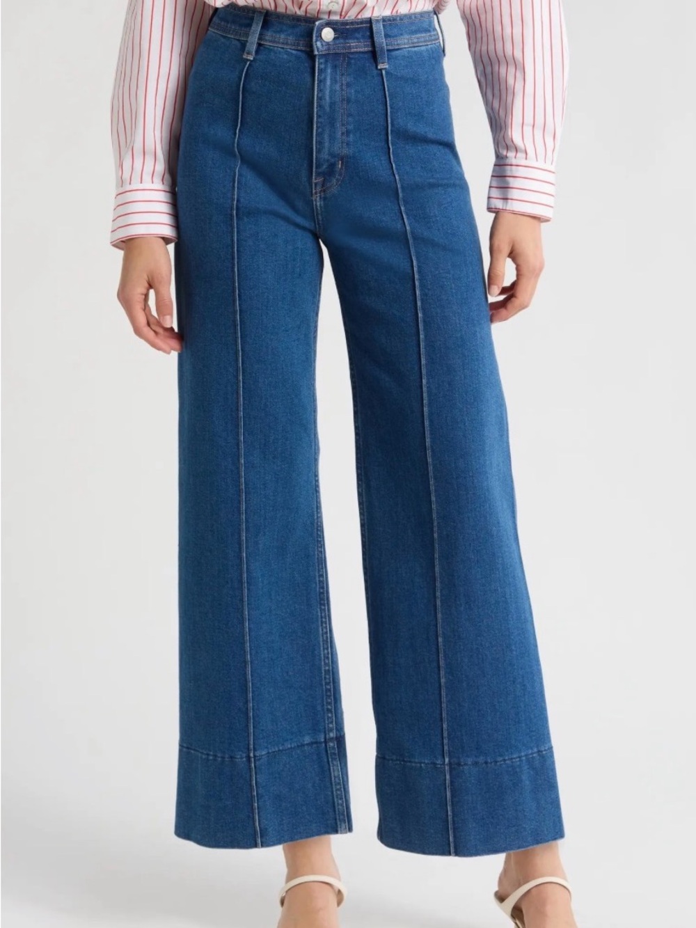 Pistola Penny Pintuck High Waist Ankle Wide Leg Jeans